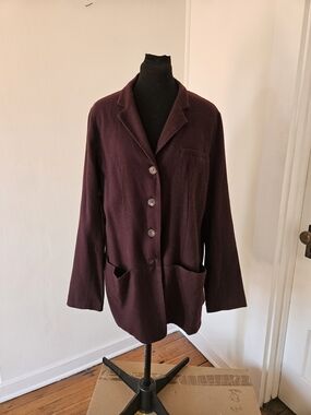 Lilith Womens Dark Burgundy Wool Button-Front Jacket